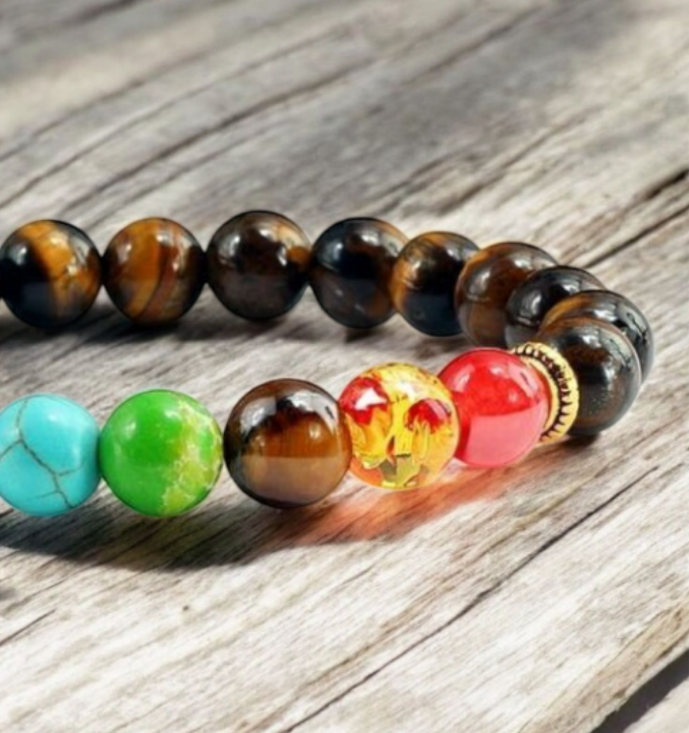 7 Chakra Tiger Eye Bracelet