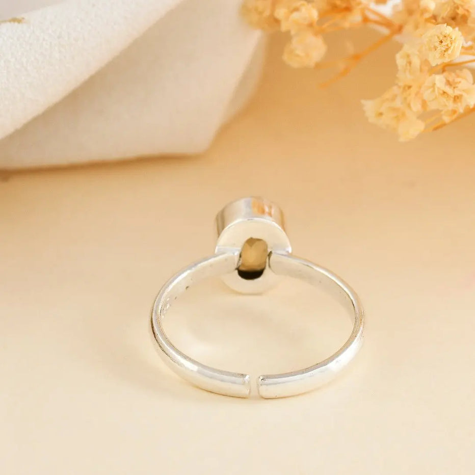 Citrine Diamond Cut Adjustable Ring