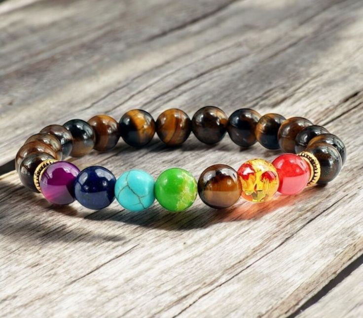 7 Chakra Tiger Eye Bracelet