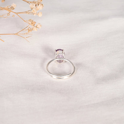 Amethyst Diamond Cut Adjustable Ring