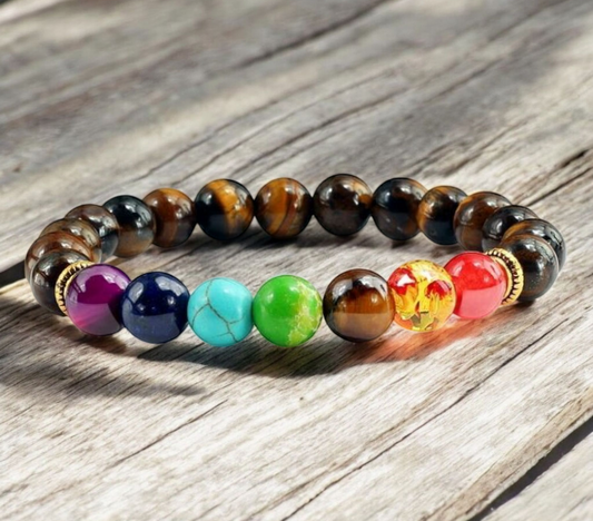 7 Chakra Tiger Eye Bracelet